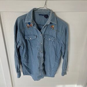 Vintage Pooh Bear Women's Small Corduroy Button-down Shirt